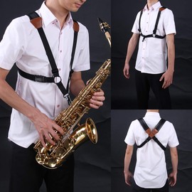 Jinchuan Saxophone Strap for Adults and Children, Harness Type, Shoulder Type, Cushioned, Compatible with Soprano, Alto Tenor (Large, Weight 50 kg and Over 160 cm)