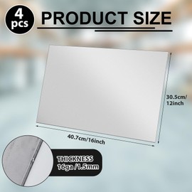 Yaocom 16 x 12 Inch Mild Steel Sheet Cold Rolled 16 Gauge Metal Plate Weldable Metal Sheets for Professional Industrial DIY Use, Clean Surface Easy to Weld (4 Pcs)