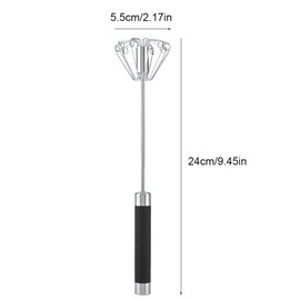 Stainless Steel Eggbeater,Egg Scrambler, Anti Rust Durable Rotatable Manual Whisk, Rotating Semi Automatic Eggbeater, Hand Push Mixer, Used for Making Cream of Egg Beater