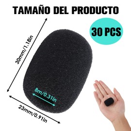 30 Fundas de Espuma para Micrófonos Protección Profesional 8mm Micrófono para Filtros de Goma Espuma de Micrófono Compatible con la Mayoría de los Micrófonos de Mano Estándar del Mercado