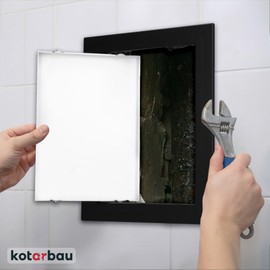 KOTARBAU® Inspection Door 15 x 20 cm Inspection Flap Drywall Black Plastic Maintenance Flap Inspection Cover Service Flap Inspection Door Cleaning Flap