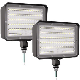 CINOTON 100W LED Flood Lights Outdoor, 14000LM IP65 Waterproof Outdoor Security Wall Light Fixture with 180°Knuckle for Warehouse Porch Barn Garage Building 5000K 100V-277V 2 Pack