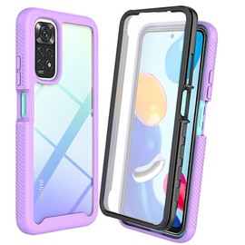 Elubugod Case for Xiaomi Redmi Note 11 4G 2201117TY/G/L Case,Anti-Fall and Shock-Absorbing Protective with Screen Protector Case for Xiaomi Redmi Note 11S 4G 2201117SG/Y/I/L Case Purple