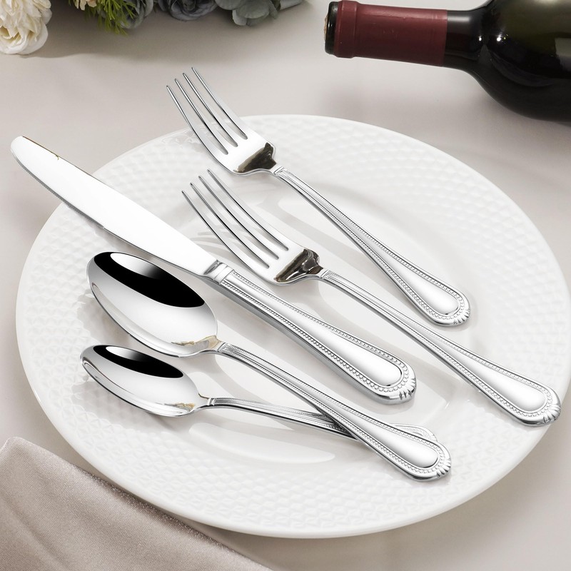 Heavy Duty Silverware Set for 12, 18/10 Stainless Steel, 60