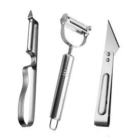 Stainless Steel 3-in-1 Vegetable Peeler Set – Multifunctional Julienne, Straight, and Serrated Peelers – Durable, Rustproof, Ergonomic Handle – For Fruits and Vegetables