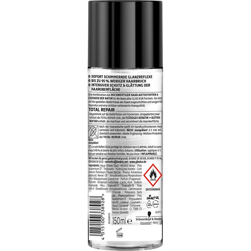 Gliss Kur Total Repair Reflex Shine Treatment (150 ml), Hair