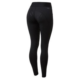HORZE Nadia Women's High Waist Silicone Full Seat Riding Tights with Phone Pockets - Black - 26