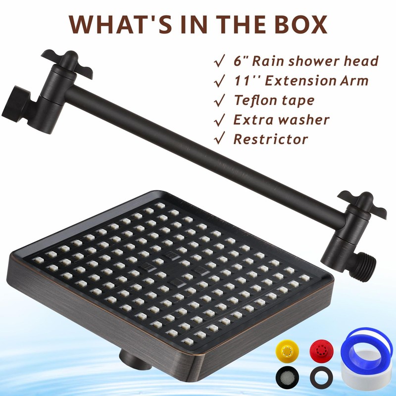 Nuodan High Pressure Rain Shower Head with 11'' Extension Arm