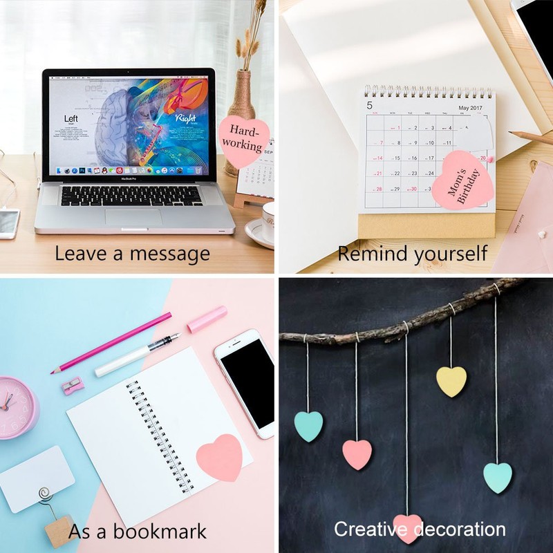 GTHER Heart Shaped Sticky Notes, Colored Sticky Notes Pink Red