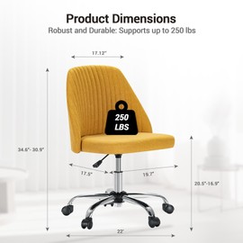 YSSOA Chair Adjustable Height Swivel Rolling Home Chairs for Bedroom Adult Yellow