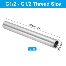 PATIKIL 304 Stainless Steel Pipe Fitting 1/2" NPT x 1/2" NPT Female Thread, 2 Pcs 8inch/200mm Length Nipple Cast Pipe Coupling Fitting Connector