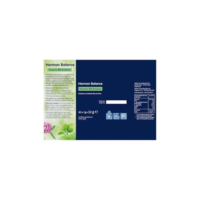 Meßmer Hormone Balance, Vitamin B6 & Selenium, Herbal Tea with