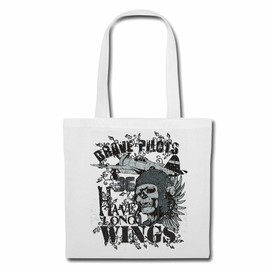 Bag Shoulder Bag Heavy Long Wings Skull Biker Shirt Gothic Bike Club MC Motorcycle Chopper Custom Motorcycle Motorbike Meeting Club Shopping Bag School Bag Gym Bag White