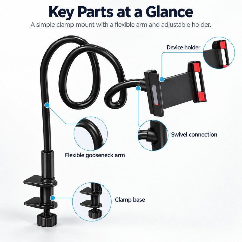 Gooseneck Phone & Tablet Stand for Hands-Free Viewing – 360°