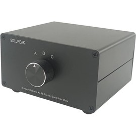 SOLUPEAK 3-Way XLR Stereo Audio Switch Box, Balanced Audio Converter, Passive Signal Source Audio Input Selector Switcher Splitter Box 3 in 1 Out (X301)