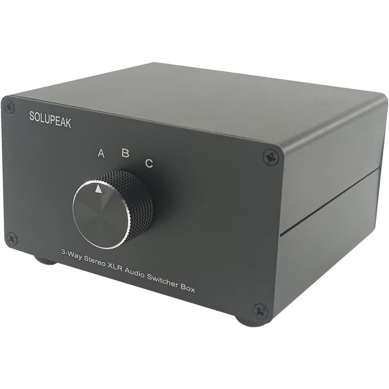 SOLUPEAK 3-Way XLR Stereo Audio Switch Box, Balanced Audio Converter,
