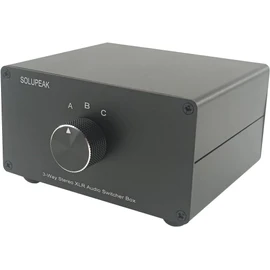 SOLUPEAK 3-Way XLR Stereo Audio Switch Box, Balanced Audio Converter, Passive Signal Source Audio Input Selector Switcher Splitter Box 3 in 1 Out (X301)