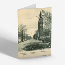 GREETING CARD - Vintage Illinois USA - Streator. St Anthony German Church