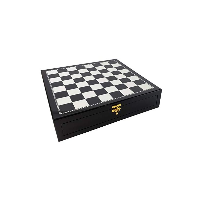 17 inch Black and White High Gloss Chess Storage Board