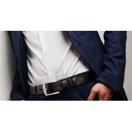 Tolumo Mens Belt Thick Full Grain Leather Belts 1.5" Wide Great for Casual Jeans Dress Work, Adjustable Classic Belt Trim to Fit 658 Black 125cm