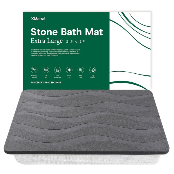 XMarrat Large Stone Bath Mat, 31.5'' x 19.7'' Super Absorbent