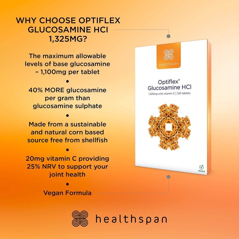 Healthspan Optiflex Glucosamine HCI 1,325mg with Vitamin C | Shellfish