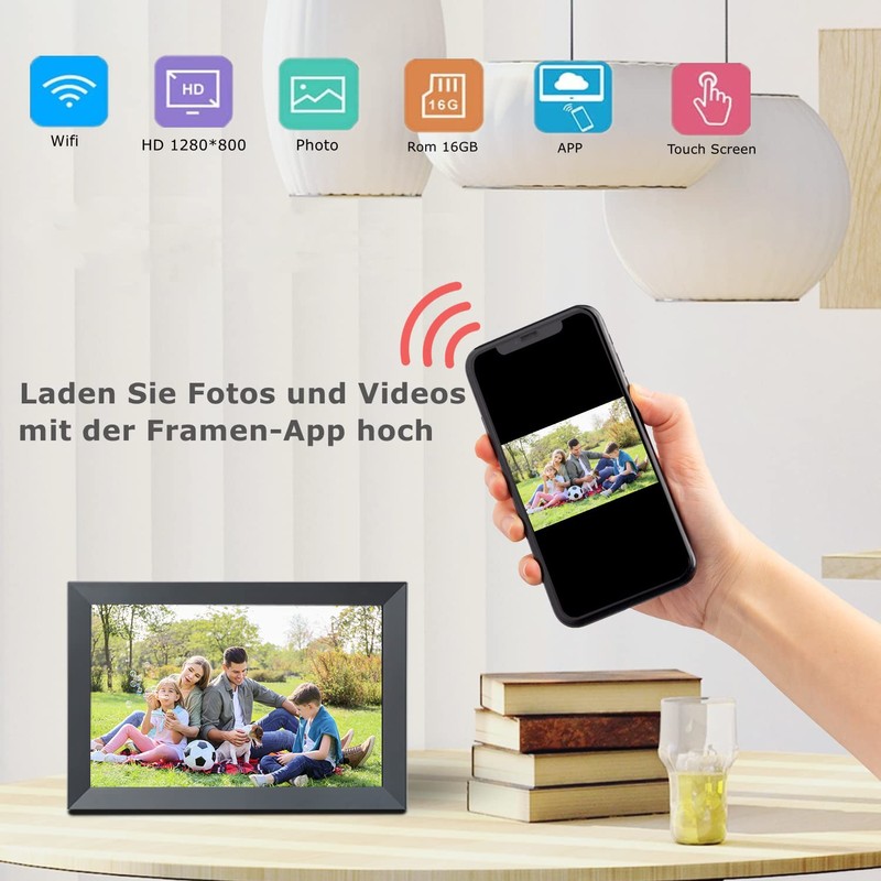 Aorpdd Digital Picture Frame WiFi 10.1 Inch HD IPS Touch
