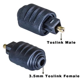 F Season RWM016-U 2pcs Black Mini Toslink Optical 3.5 mm Female Jack to Toslink Optical Audio Adapter