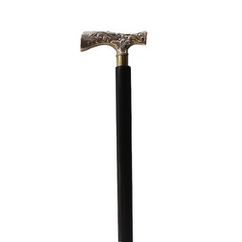 AnNafi® Walking Cane Ebony Wood Black T Shape Brass Handle | Tone Natural Wooden Cane Walking Stick for Men & Women | Decorative Staff Display Formal Vintage Fritz Medieval Replicas Walking Stick Cane