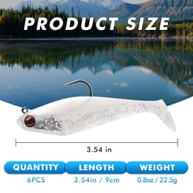 GOTOUR Fishing Lures for Bass, Pre-Rigged Soft Swimbait with Ultra Sharp Hook, Trout Pike Walleye Striped Bass Fishing Lure, Premium Fishing Bait for Freshwater and Saltwater, Fishing Lures Kit