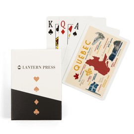 Lantern Press Quebec, Canada, Typography and Icons (52 Playing Cards, Poker Size Card Deck with Jokers)