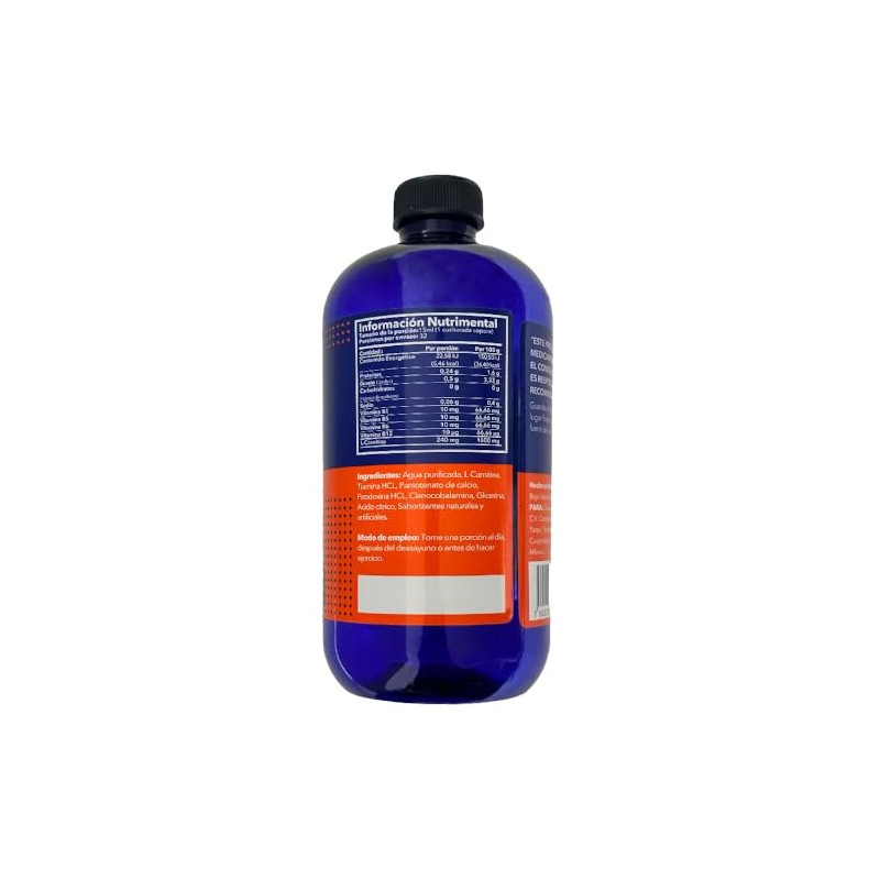 STROM L-Carnitina Líquida, Suplemento Alimenticio con Complejo B, Sabor Naranja,