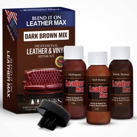 Leather Max Dark Brown Mix Vinyl and Leather Repair Kit - for Your Furniture, Jacket, Sofa, Car Seat, Boots, Easy Instructions to Match Brown Colors, Restore Any Material No Mixing Chart Needed