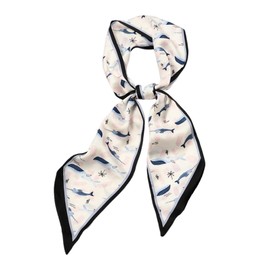 PLIPON Hair Scarf for Women Silky Satin Headscarf Neck Scarves for Handbag Accessory(Black Border)