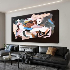 TAIJXAGSG Abstract Canvas Art Wall Decor Modern Minimalist Artwork Paintings Black Wall Art Prints Colorful Abstract Wall Art Line Art Bedroom Kitchen Office Bathroom Decor 20" × 40"