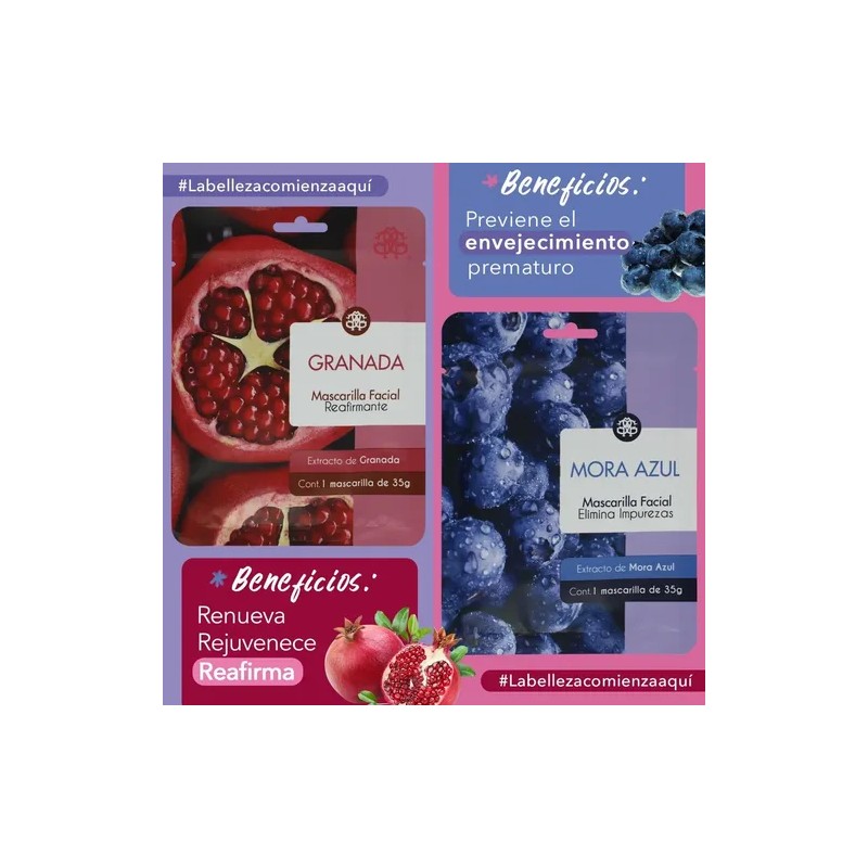 Set 10 Mascarilla Facial Frutal Hidratante Cuidado Piel