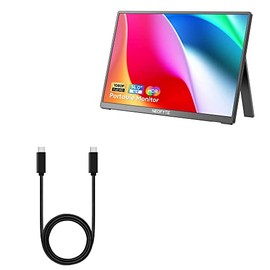 BoxWave Cable Compatible with NEOFYTE Portable Monitor T14S (14 in) - DirectSync PD Cable (3ft) - USB-C to USB-C (100W), Type C Braided 3ft Charge and Sync Cable - Jet Black