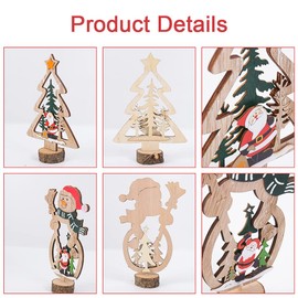 Wooden Christmas Tabletop Decorations, Standing Wooden Christmas Tree Snowman Decorations for Desk Christmas Decorations, Christmas