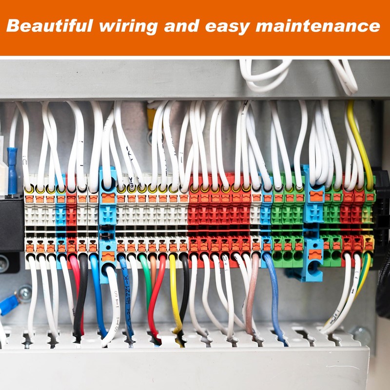 Saysurey DIN Rail Terminal Block Twin Spring Terminal Connectors Push