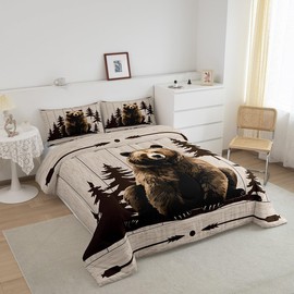 Bear Comforter Cover Retro Western Rustic Comforter Set Animal Bedding Set for Children Kids Boys Girls Microfiber Arrow Wooden Paw Duvet Set Room Decor Comforter Inner Fill King Size