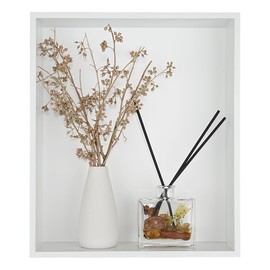 JQK Shower Niche No Tile Need, 12"×14" Matte White Bathroom Insert Shelf, 304 Stainless Steel Recessed Shower Caddy Organizer Storage, SNL1214-WH