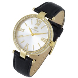 Wellington Ladies Quartz Watch with Silver Dial Analogue Display and Black Leather Strap WN502-212