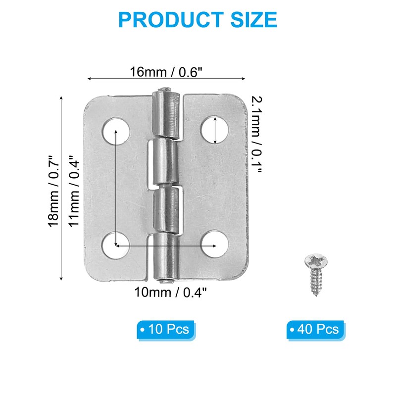 PATIKIL Small Butt Hinges 3/4 Inch, 10 Pack Mini Jewelry