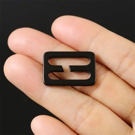 TANJUN 2PCS Metal Buckle Webbing Belt Slide Buckle Hardware Webbing Strap Adjuster bags,Outdoor Backpack Strap Accessories (Black, 25mm)