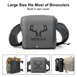 MOXULE Binocular Harness Chest Pack: Bino Case with Magnetic Lid and Rain Cover for Hunting (Brown)