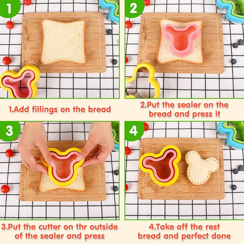 30Pcs Sandwich Cutter and Sealer for Kids Fruit Cutters Shapes