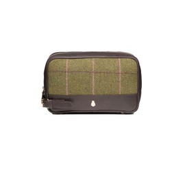 Tweed Wash Bag Mens Ladies Unisex Toiletry Bags Travel Case Organise Storage (Dark Green, One Size)