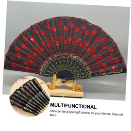 IWOWHERO 2pcs Retro Folding Fan Handcrafted Adornment Fans with Embroidered Design Portable and Lightweight for Women for Festivals Dancing and Home Decoration