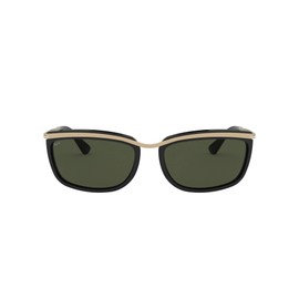 Persol PO3229S Square Sunglasses, Black/Green, 60 mm