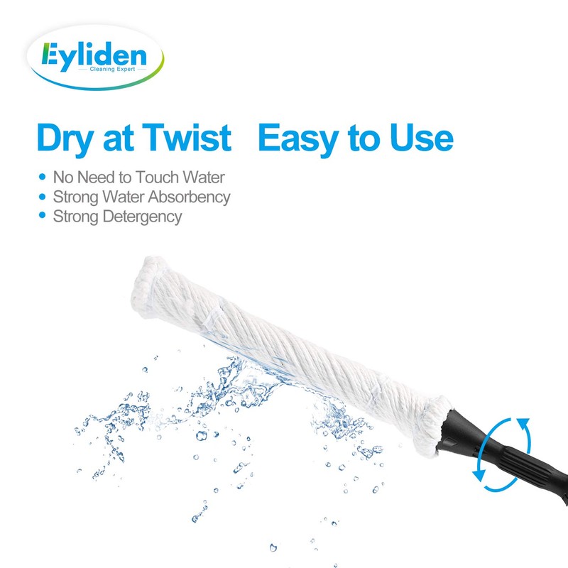 Eyliden Mop with 2 Reusable Heads, Easy Wringing Twist Mop,